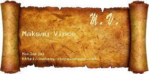 Maksay Vince névjegykártya
