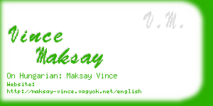 vince maksay business card
